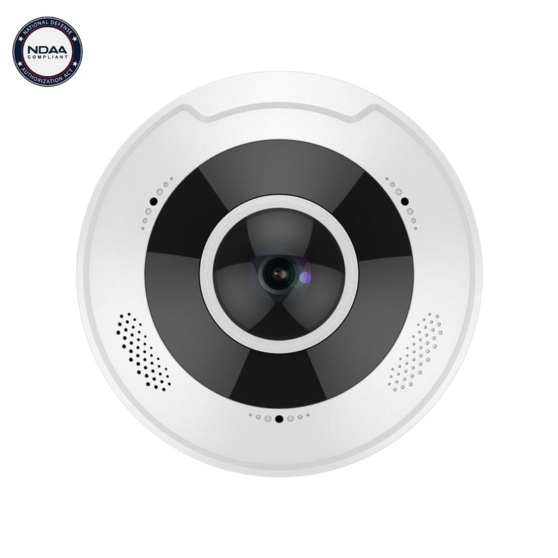 12MP Fisheye IP Camera - 1.8mm Fixed Lens - WDR - Microphone/Speaker - IP67 IK10 Rated - White