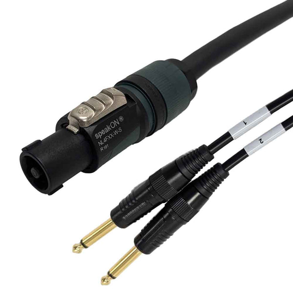 Premium Phantom Cables 4-Pole speakON to 2x 1/4 inch TS Speaker Cable FT4