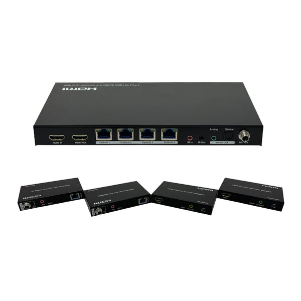 1x4 HDMI Splitter Extender - 60m (4K 60Hz 4:4:4) with Loop out & Receivers