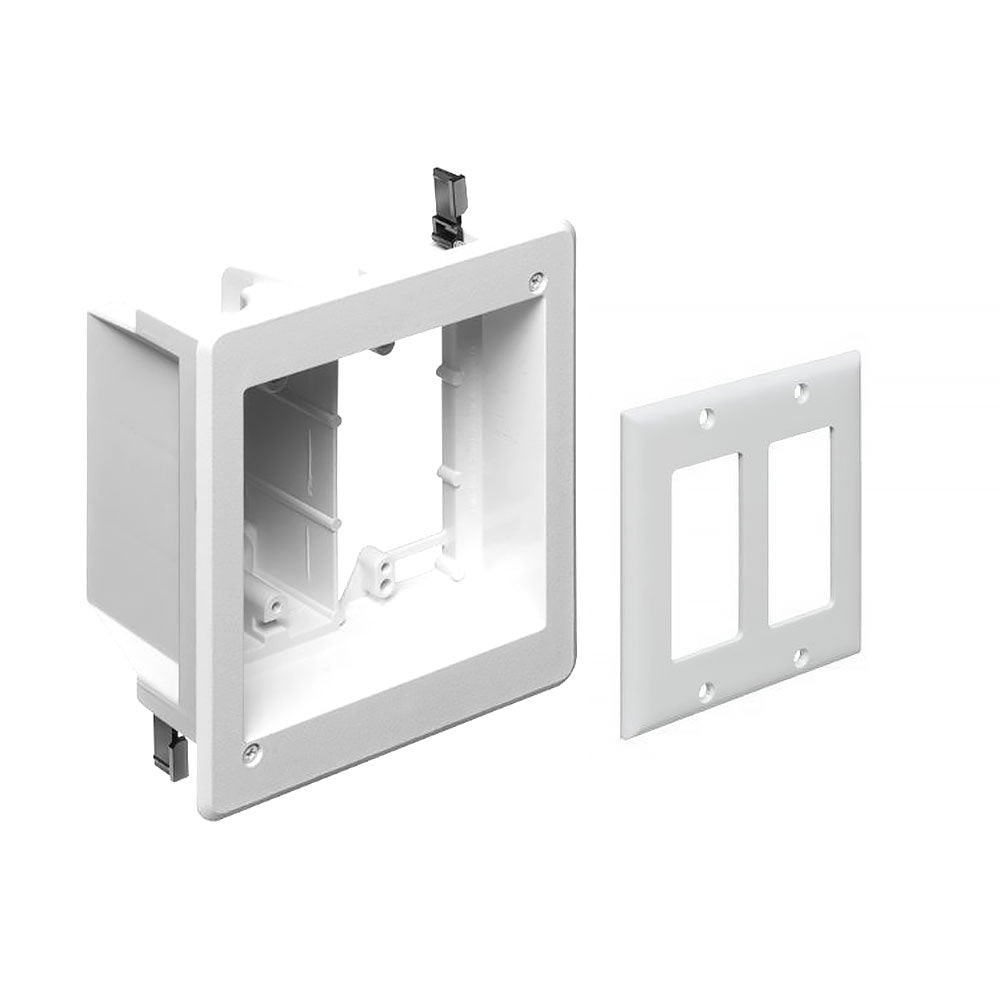 Recessed Box, Double Gang - 1 x Enclosed Power, 1 x Open A/V