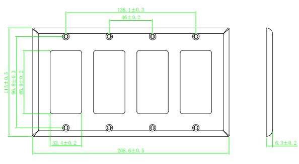 Decora Four Gang Wall Plate - Stainless Steel