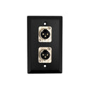 Single Gang 2 x XLR Locking Female Stainless Steel Wall Plate Kit - BLACK