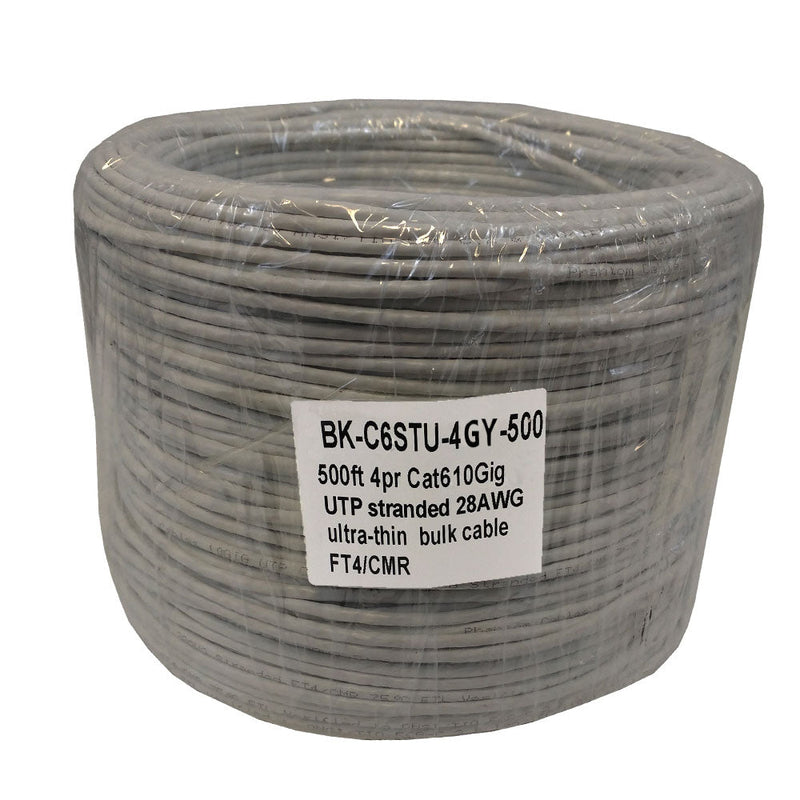 500ft 4 Pair CAT6 UTP Stranded 28AWG Ultra-Thin Bulk Cable FT4