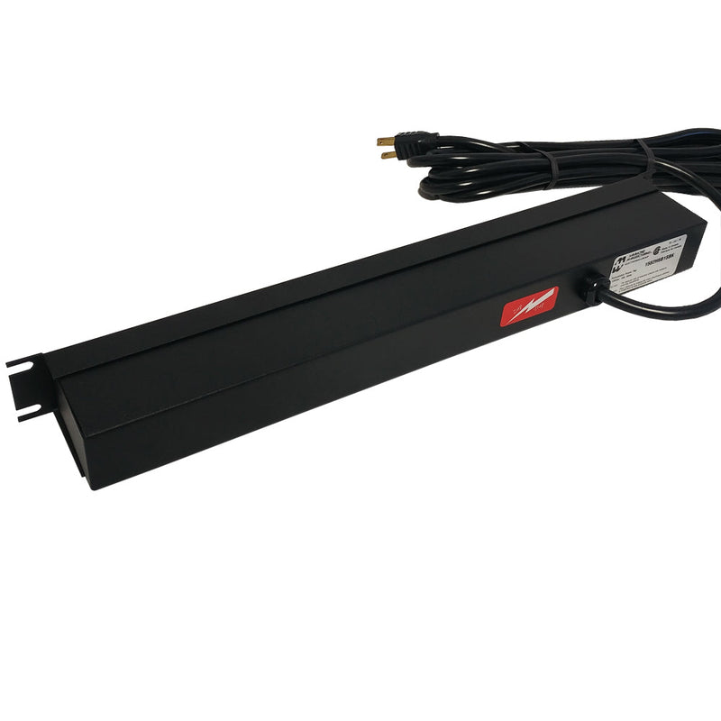 Hammond Power strip with surge - horizontal rackmount, 15ft cord, front 6-out 5-15R