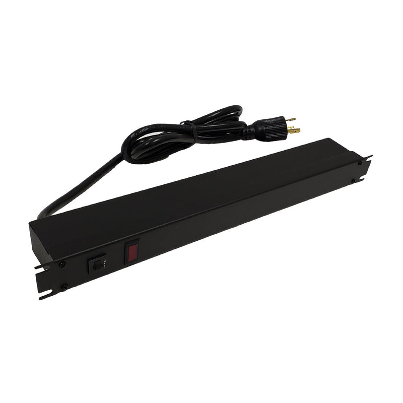 Hammond 19 inch 8 Outlet Horizontal Rack Mount Power Strip - 15ft Cord, L5-20P Plug, 5-20R Rear Receptacles