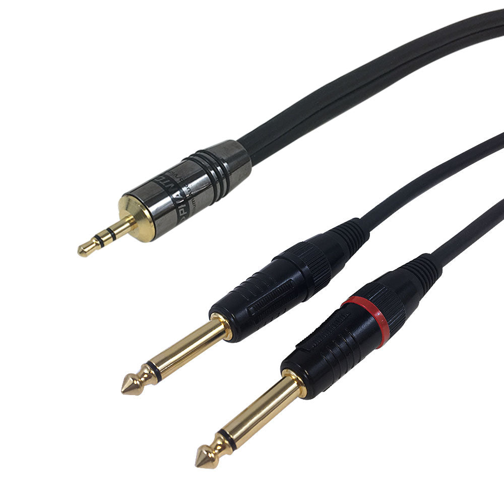 Premium Phantom Cables 3.5mm Male to 2x 1/4 inch TS Male Audio Cable F