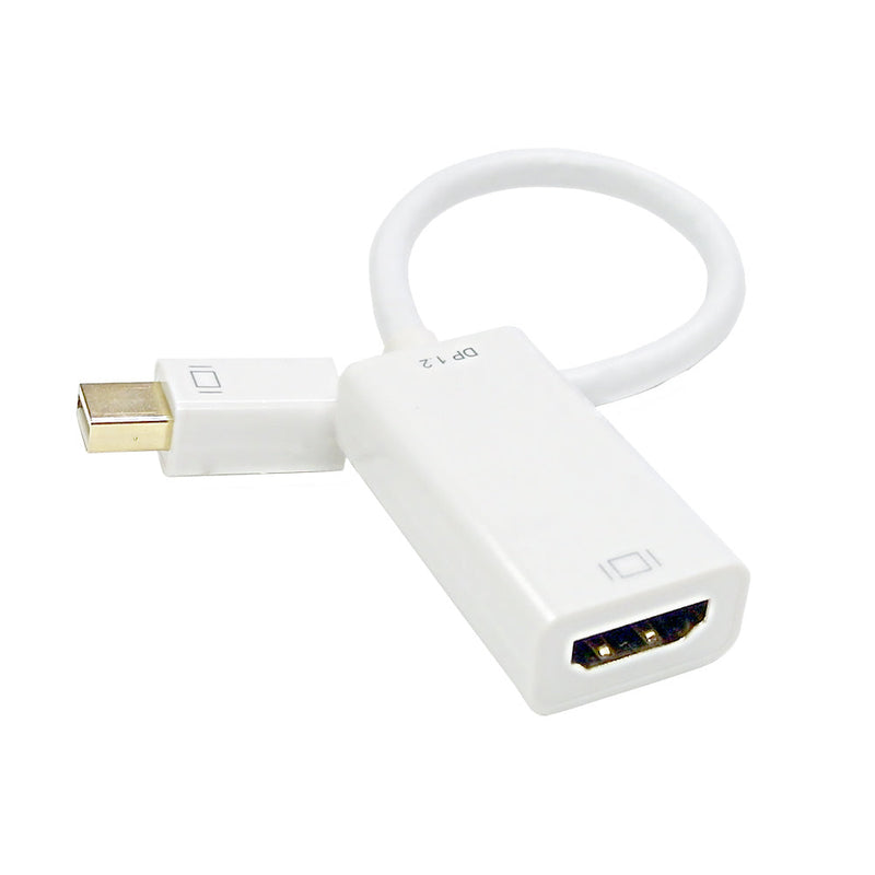 6 inch Mini DisplayPort v1.2 Male to HDMI Female with Audio Adapter, Active 4K x 2K - White