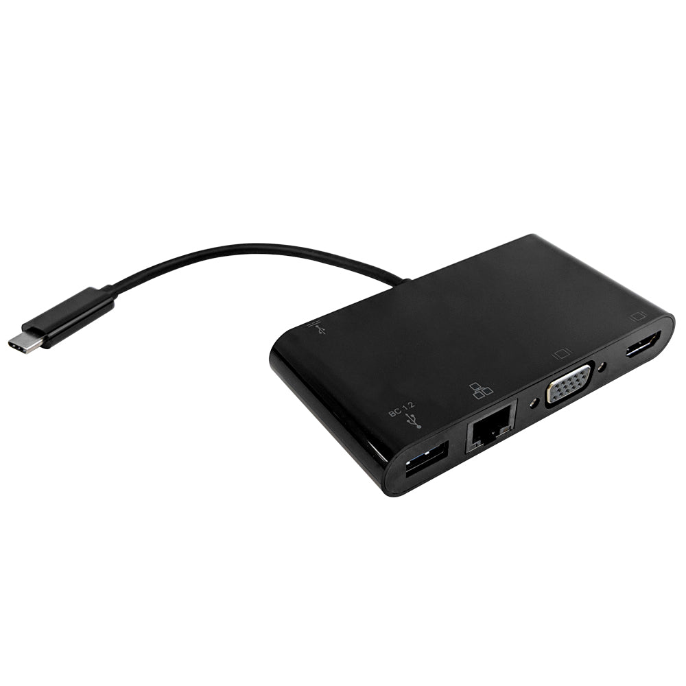 USB 3.1 Type-C to HDMI, VGA, Ethernet, USB 3.0, USB Type-C  - Black