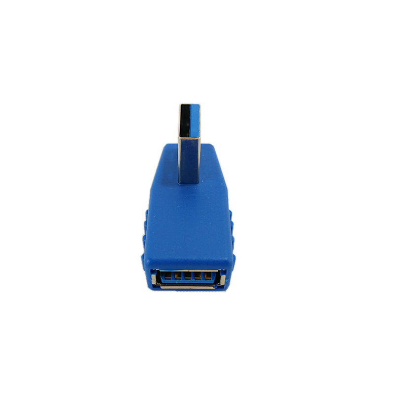 USB 3.0 Right Angle Male to A Female Adapter - Blue