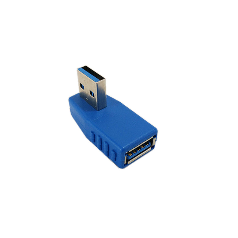 USB 3.0 Left Angle Male to A Female Adapter - Blue