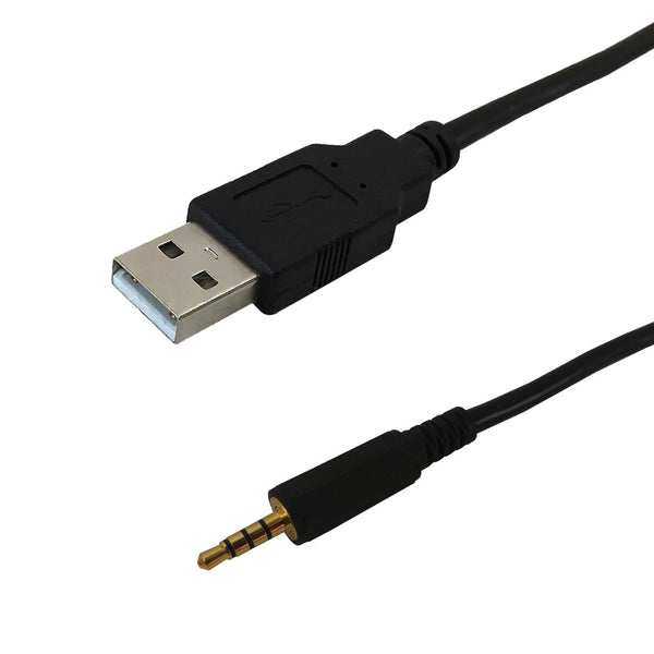 USB A to 4C 3.5mm Male iPod Shuffle Cable - Black