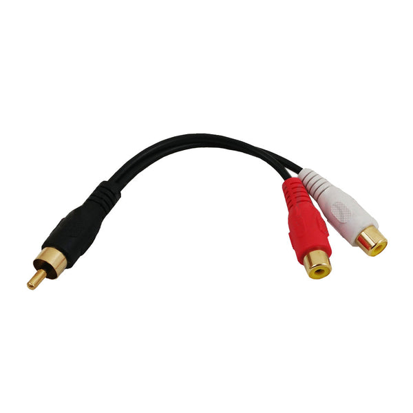 6 inch Molded Single Male to 2x RCA Female Audio Cable
