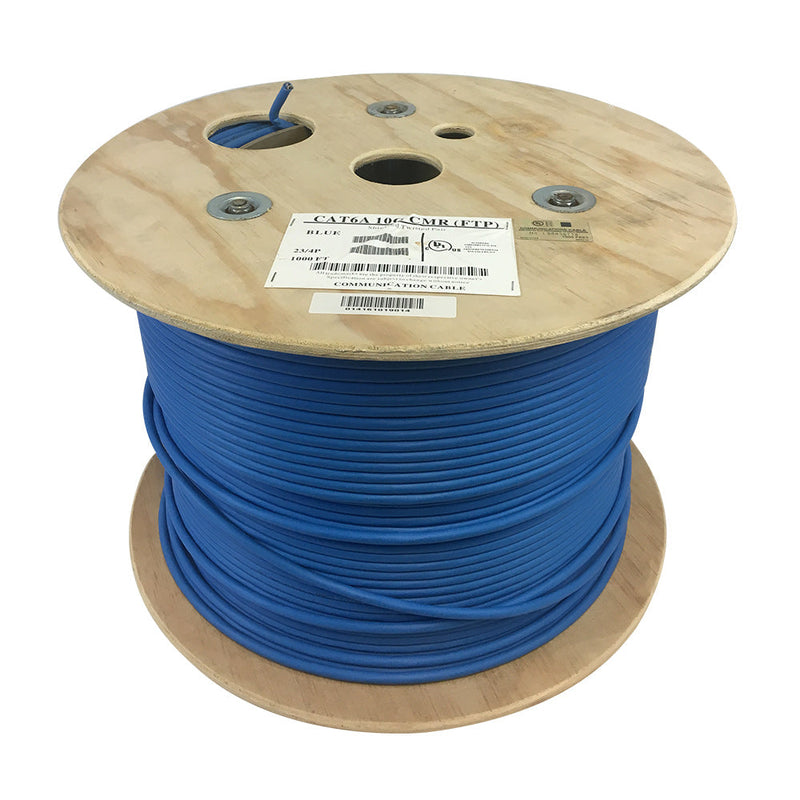 1000ft 4 Pair CAT6A 10Gig Solid FTP FT4/CMR Bulk Cable