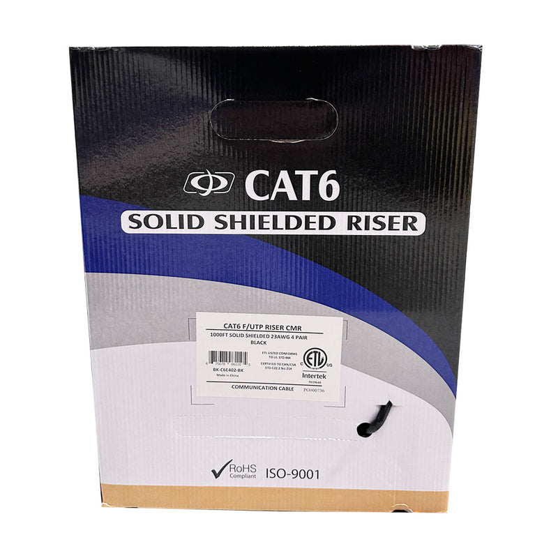 1000ft 4 Pair CAT6 550Mhz F/UTP Solid 23AWG CMR Riser Rated Bulk Cable