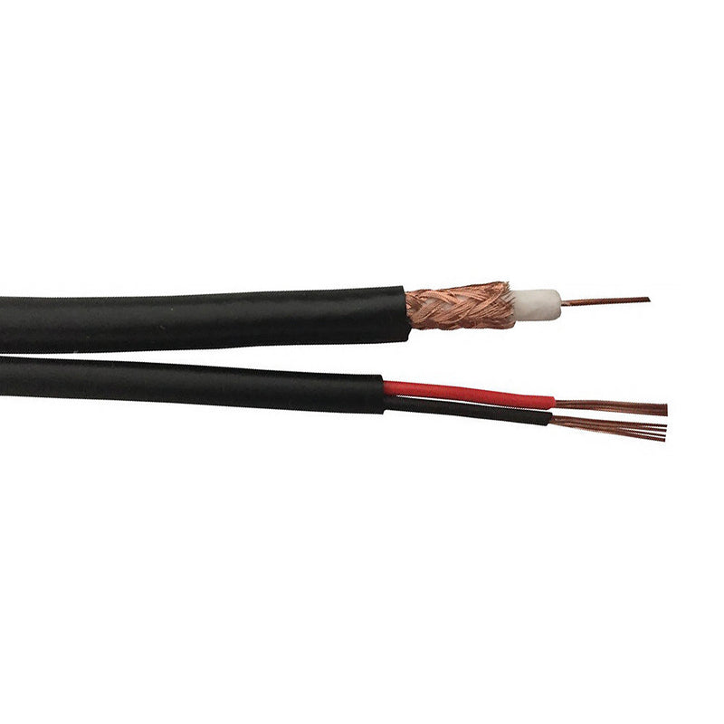 100ft RG59 20AWG BC 95% Braid + 2C 18AWG CCA Siamese Bulk Cable CMR - Black