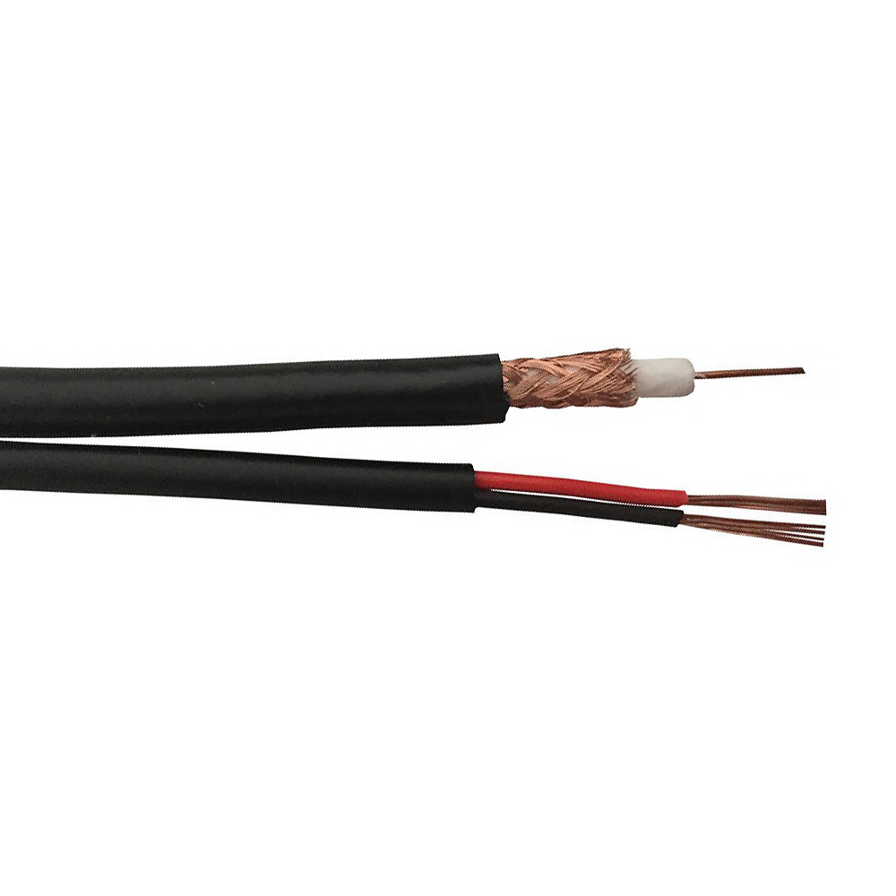 500ft RG59 20AWG BC 95% CCA Braid + 2C 18AWG CCA Siamese Bulk Cable CMR - Black