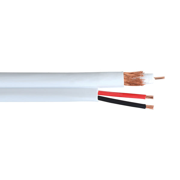 500ft RG59 Coax + 2C 18AWG BC Siamese Bulk Cable CMP Plenum - White