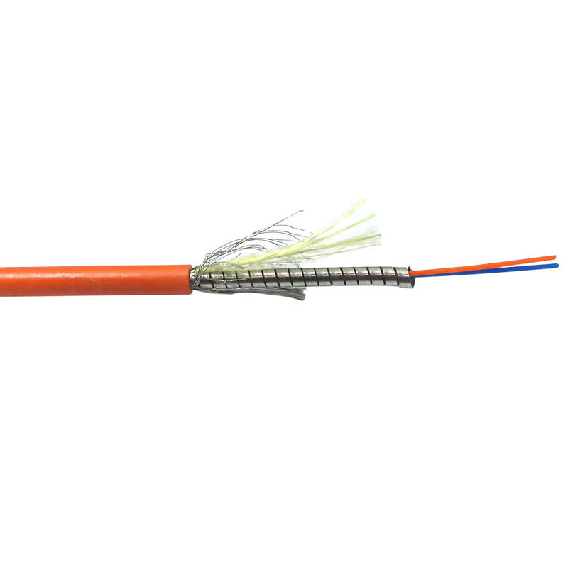 2-Fiber 62.5 Micron Multimode OM1 Mini-Armored Corning InfiniCor Plenum Per Meter - Orange