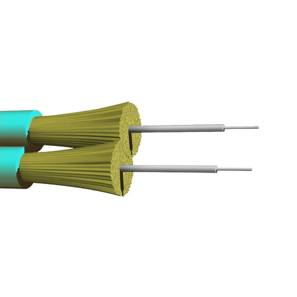 AFL Corning OM4 Multimode Duplex 50 Micron Fiber Zip Cord 2Mm Jacket OFNP Per Meter - Aqua