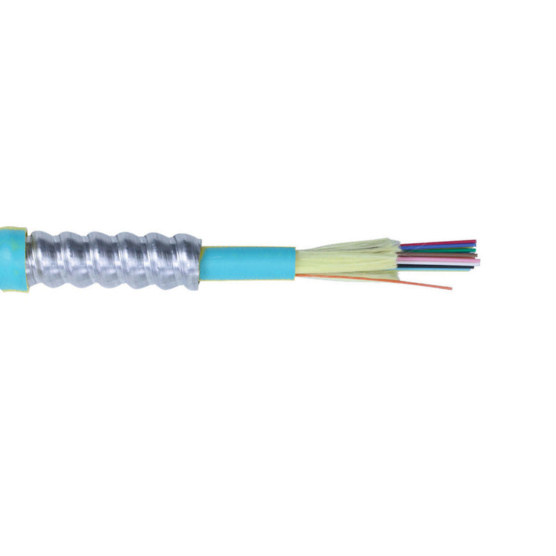 6-Fiber 50 Micron Multimode OM3 Armored AFL Corning ClearCurve OFCP Per Meter - Aqua