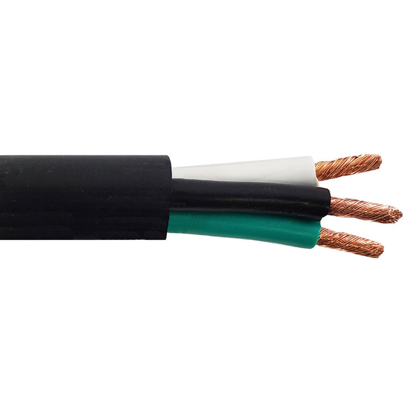 Flexible Electrical Cord Cable 10AWG 3C SJT 300V 105C - Black Per Meter