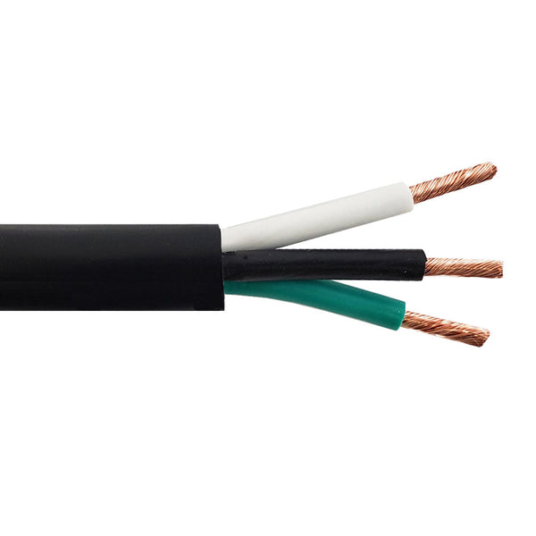 Flexible Electrical Cord Cable 12AWG 3C SJT 300V 105C - Black Per Meter
