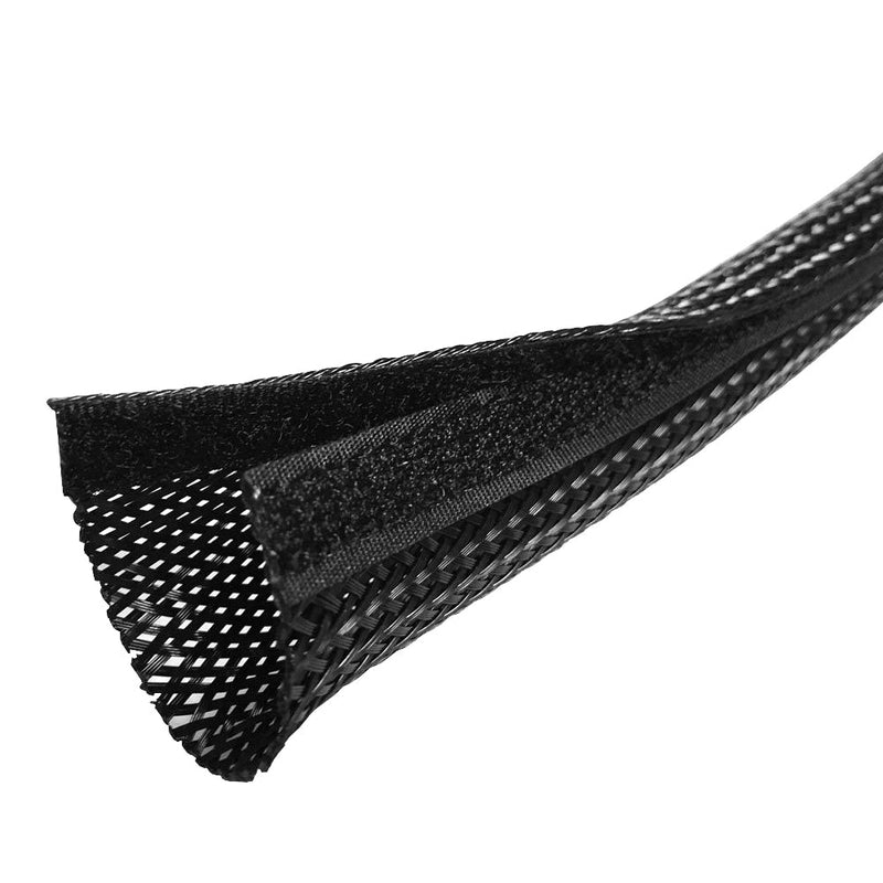 100ft 2 inch Split Hook and Loop Braided Sleeving Black