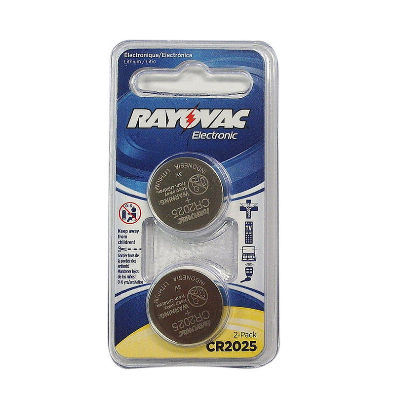 Rayovac coin cell battery 3V size CR2025 Lithium 2 pack