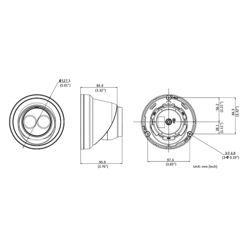 8MP Turret IP Camera 2.8mm Fixed Lens 30m IR Range Outdoor IP67 Rated - Grey