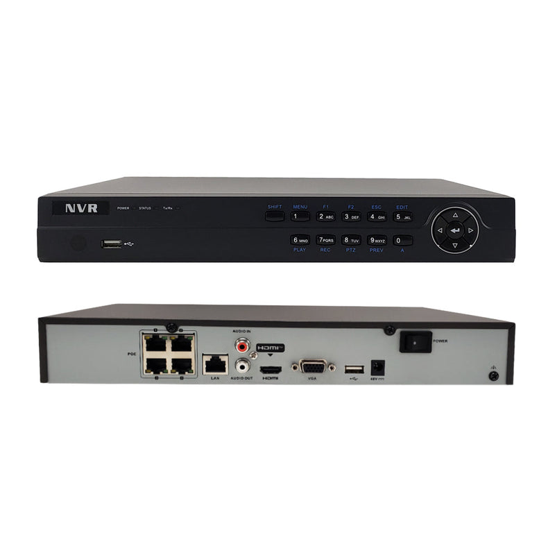 4-Channel IP NVR with 4K Resolution, Integrated PoE Ports, 2TB Purple Surveillance Grade Hard Drive, 4x 8MP Turret IP Cameras 30m IR Range IP67 Rate (3x fixed 2.8mm lens and 1x fixed 4mm lens) White - Security Camera Package