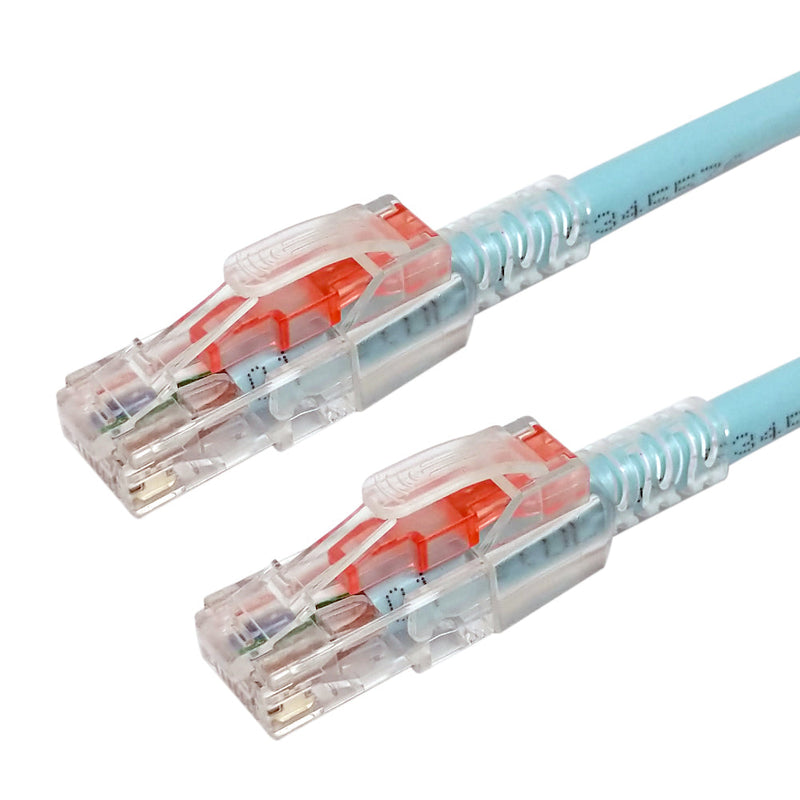 RJ45 Cat6a Patch Cable - Custom Locking Style Boot - Aqua