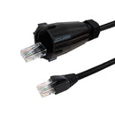 RJ45 Male with IP68 Shroud to RJ45 Cat6a UTP Outdoor UV / Direct Burial Patch Cable - Black