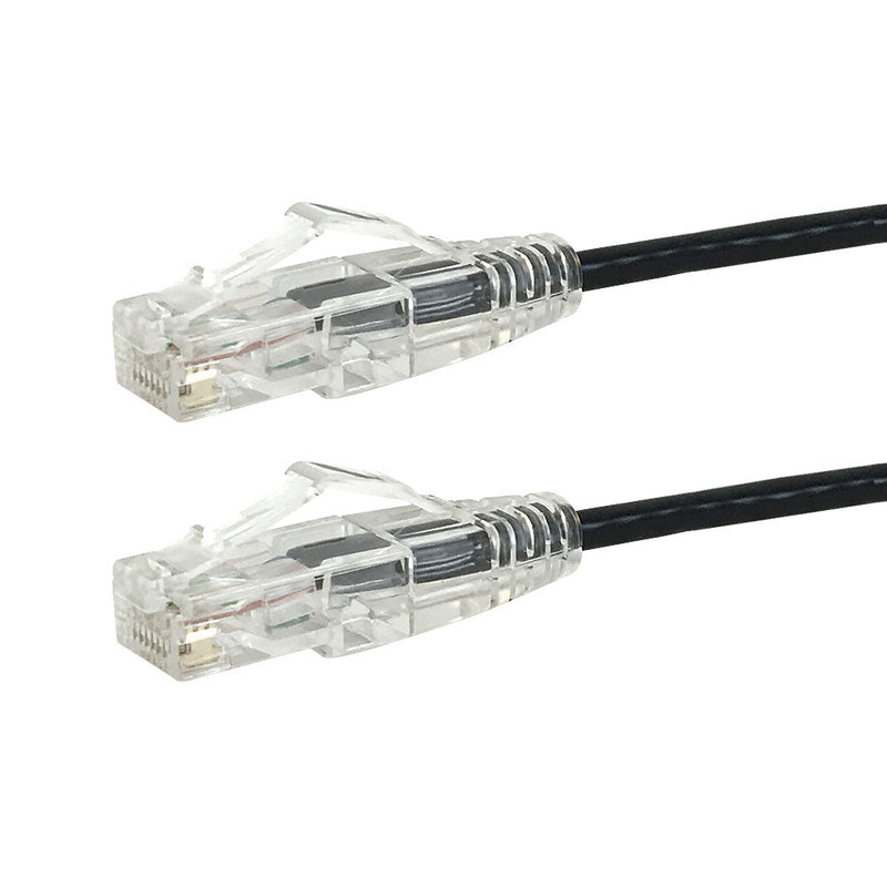 RJ45 Cat6 UTP Ultra-Thin Patch Cable - Premium Fluke® Patch Cable Certified - CMR Riser Rated - Black