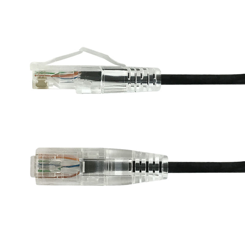 RJ45 Cat6 UTP Ultra-Thin Patch Cable - Premium Fluke® Patch Cable Certified - CMR Riser Rated - Black