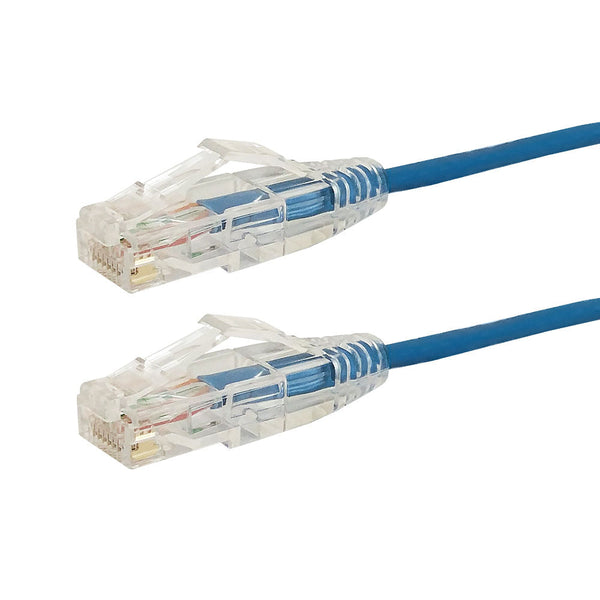 Cat6a UTP 10GB Ultra-Thin Patch Cable - Premium Fluke® Patch Cable Certified - CMR Riser Rated - Blue
