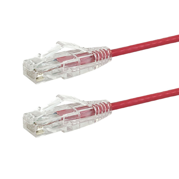 RJ45 Cat6 UTP Ultra-Thin Patch Cable - Premium Fluke® Patch Cable Certified - CMR Riser Rated - Red