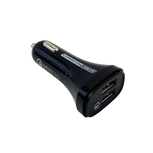 USB A Female to DC, SMART IQ 5V/2.4A , 1x QC3.0 5V/3A Car Charger Adapter - Black