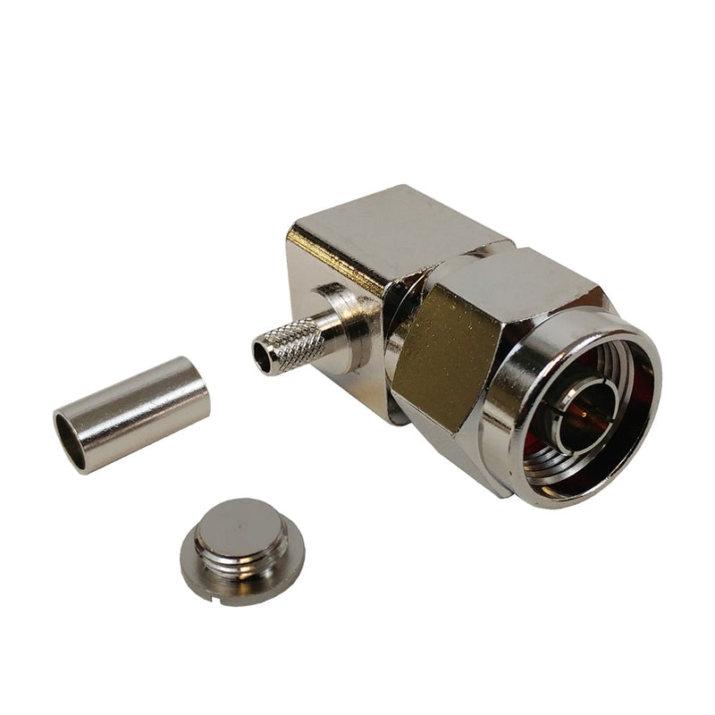 N-Type Right Angle Male Crimp Connector for RG58 LMR-195 50 Ohm