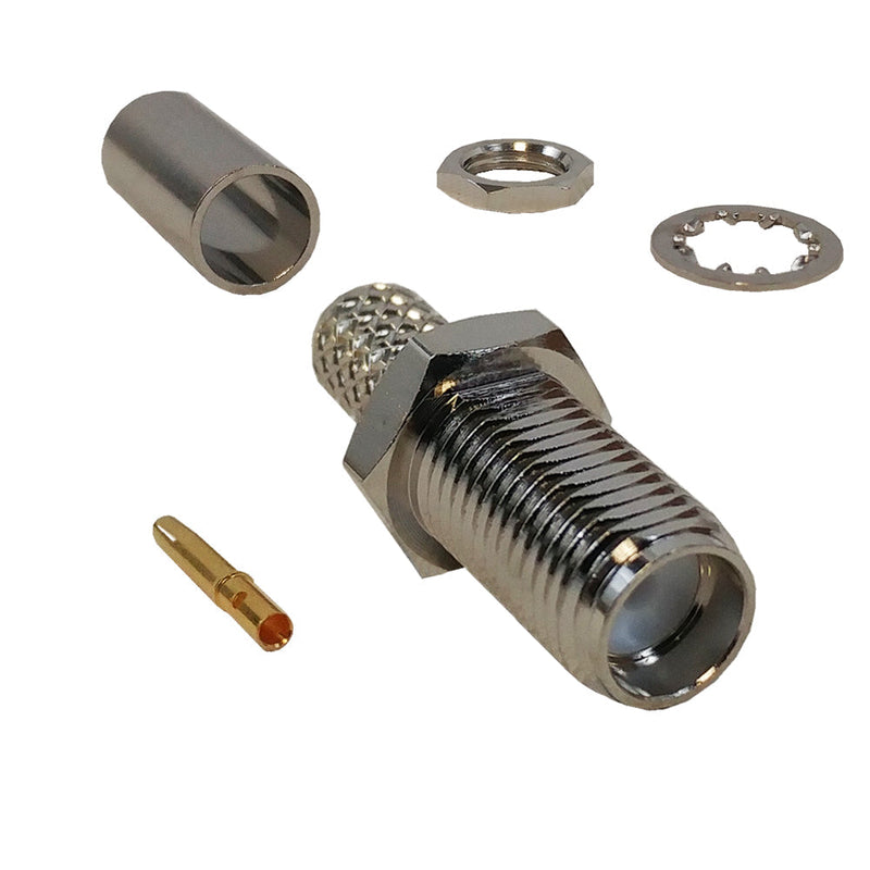 SMA Female Bulkhead Crimp Connector for RG58 LMR-195 50 Ohm