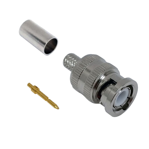 BNC Male Crimp Connector for RG6 Cable - 12GHz Max