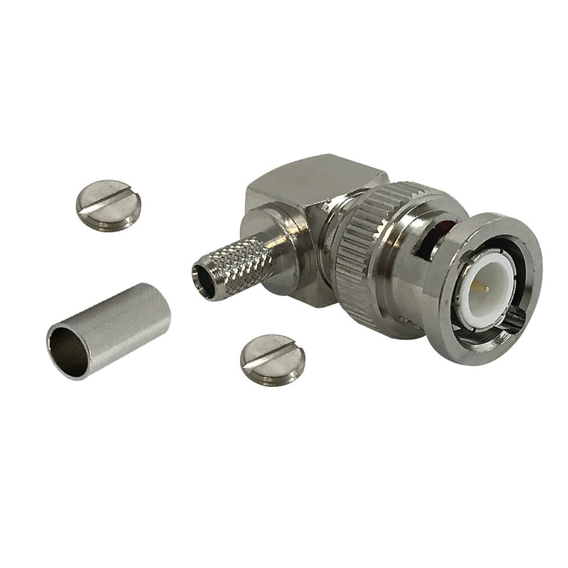 BNC Right Angle Male Crimp Connector for RG58 LMR-195 50 Ohm