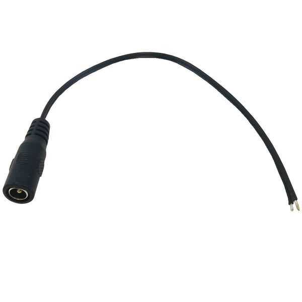 DC Power Connector Female 2.1mm x 5.5mm 8 inch Pigtail, 22AWG