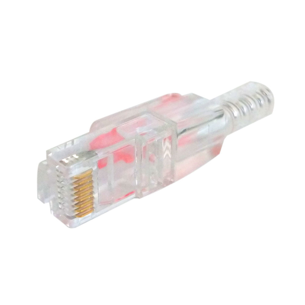 RJ45 Cat6/Cat6a Locking 3-pcs Plug with Boot for Solid or Stranded Round Cable (8P 8C) - Pack of 50