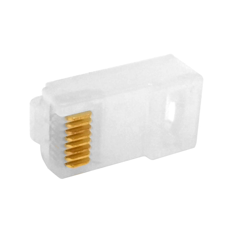 RJ45 2 Piece Cat6 Plug Rugged PCM Material for Solid or Stranded Round Cable 8P 8C - Pack of 100