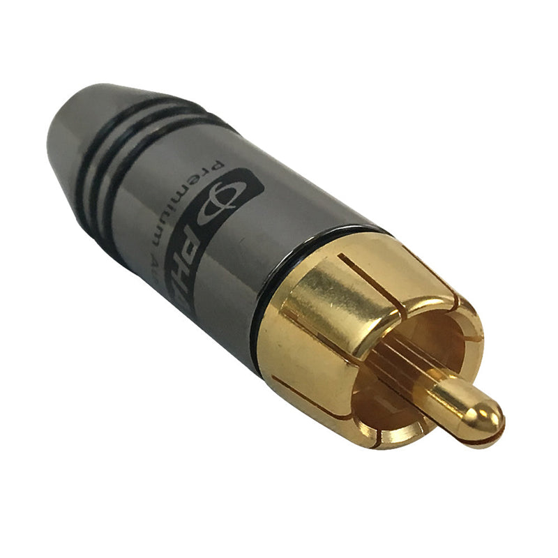 Premium RCA Male Solder Connector 6.5mm ID - Black