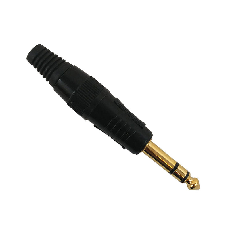 TRS 1/4 Inch Stereo Male Solder Connector - Black