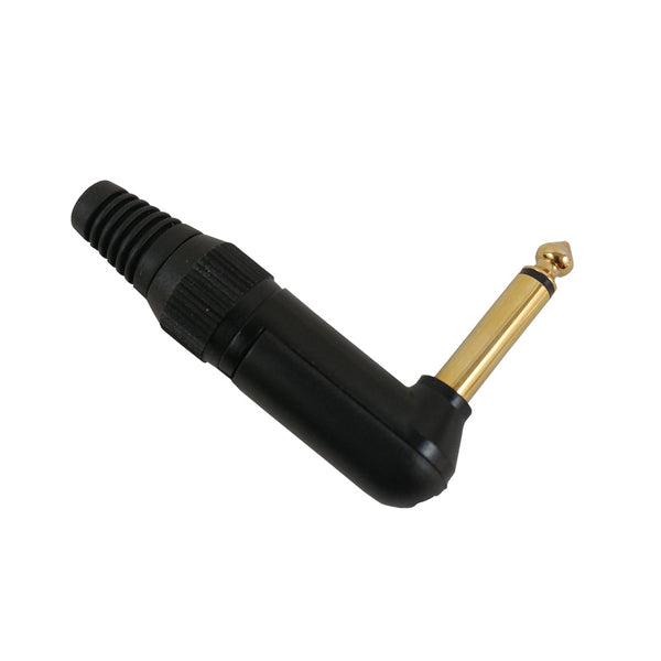 TS 1/4 inch Mono Male Solder Right Angle Connector - Black