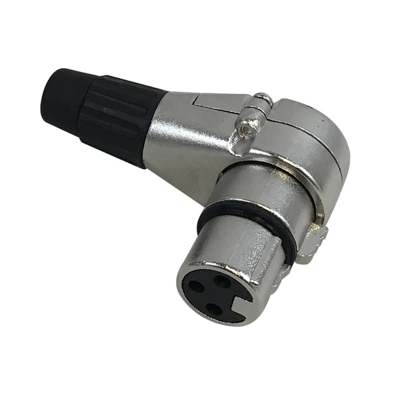 XLR 90 Degree Female Connector Nickel, Gold Plated Pins