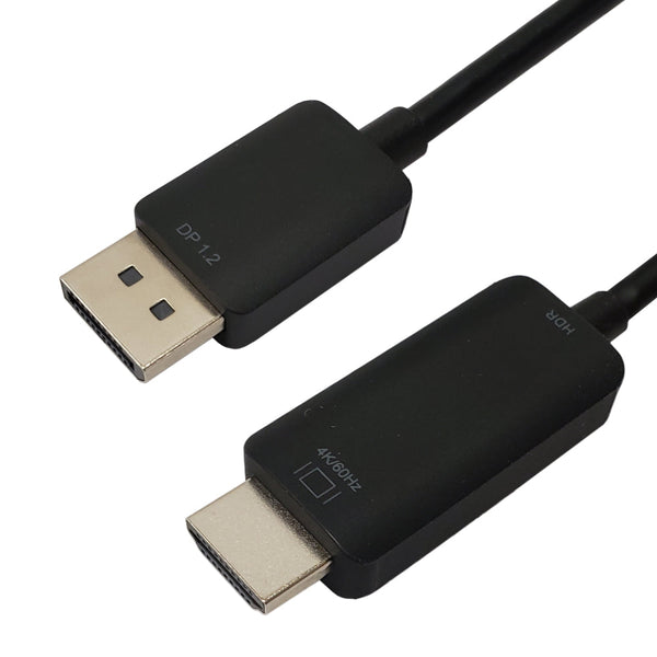 DP1.2 Male to HDMI Male Cable, 4K@60Hz, HDR, CEC, HDCP2.2, 32AWG - Black