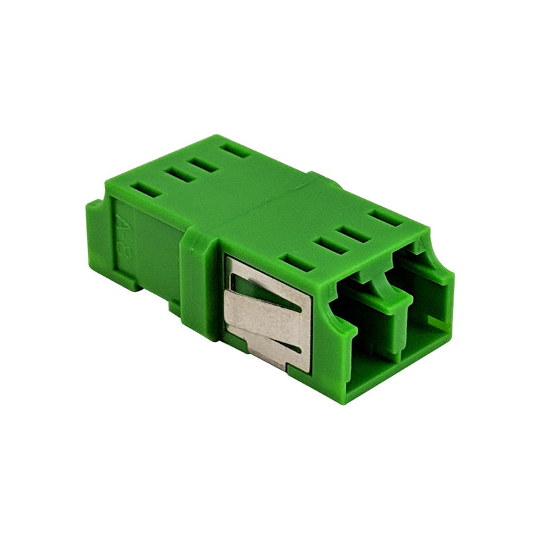LC/LC APC Fiber Coupler F/F Singlemode Duplex Ceramic Reduced Flange - Green